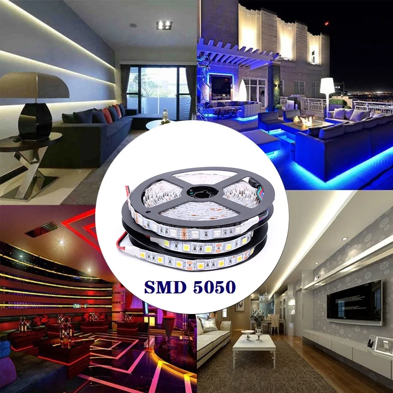 

LED Strip RGB Led Light Tape SMD 5050 DC12V NO Waterproof LED Light 5m Diode Ribbon Flexible Brighter Than 3528 2835 Led Tape