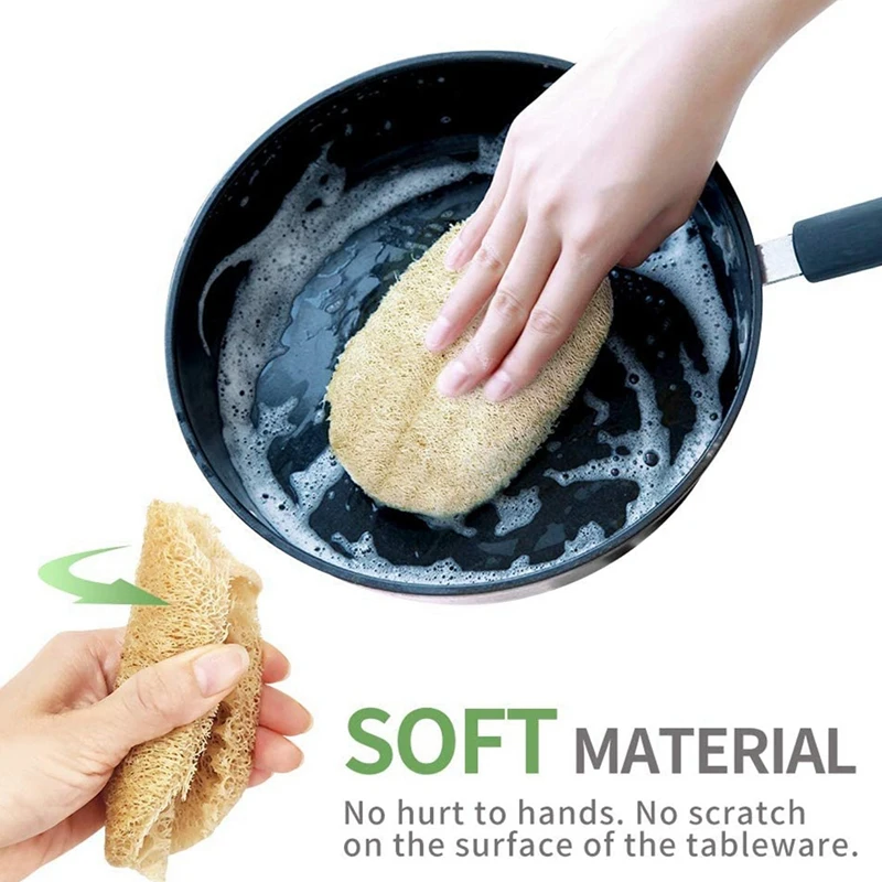 

Eco Friendly Sponges Natural Sponges for Dishes Pots Pans Utensils Non-Stick Cookware Handmade From Luffa Fiber