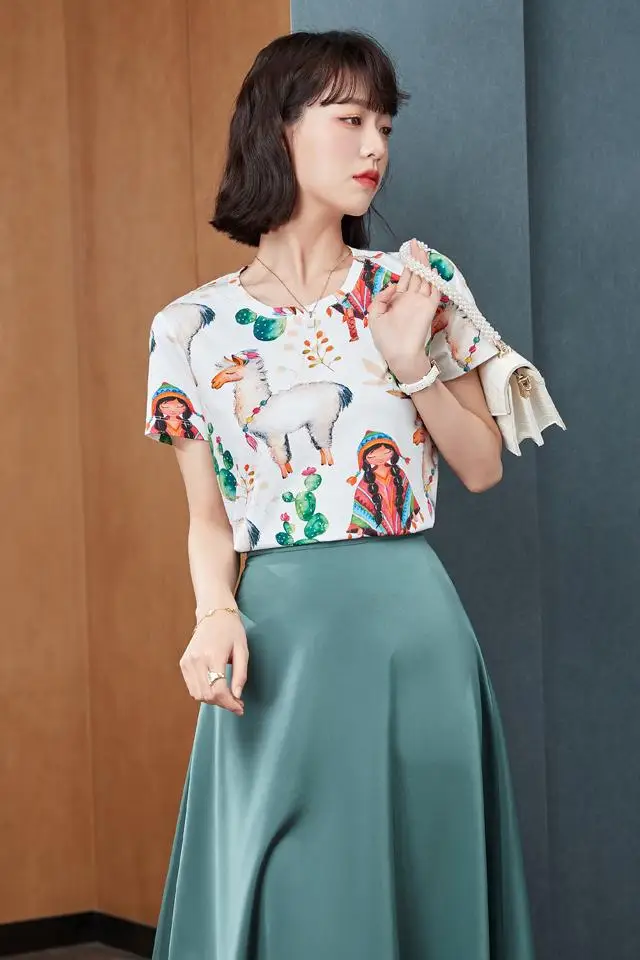 

Women's T-shirt O-collar Top Short Sleeve T-shirts Summer Fashion Tops Casual Tees The New Large Size Cartoons10076