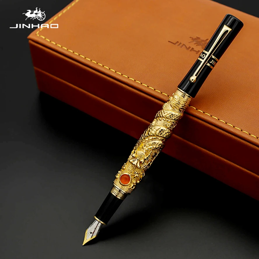 Jinhao ЗОЛОТОЙ ДРАКОН перьевая ручка Роскошный 0,5 мм перо 18KGP каллиграфия чернила ручки для письма бизнес офисные принадлежности Caneta