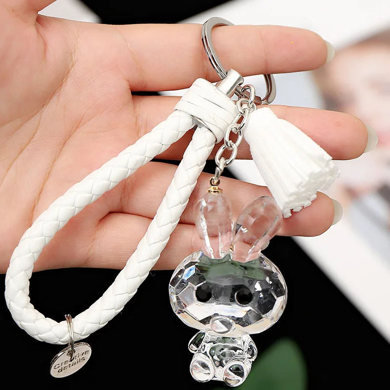 Милый брелок с кроликом прозрачная кукла кристалл кролик ремешком на руку сумка
