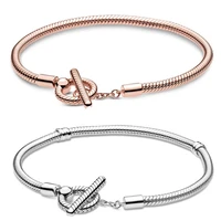 2020 new 100 925 sterling silver pan rose gold moments snake chain bracelet fit diy europe women original fashion jewelry
