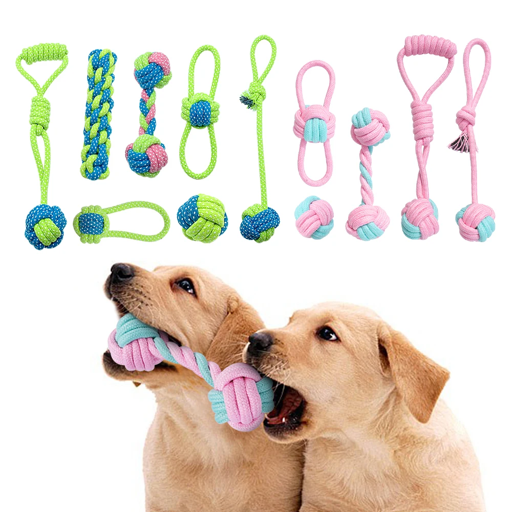 

Interactive Cotton Rope Dog Toys Bite-Resistant Pet Puppy Dog Toy Chew Ball Toy For Small Large Dogs Teeth Cleaning Jouet Chien