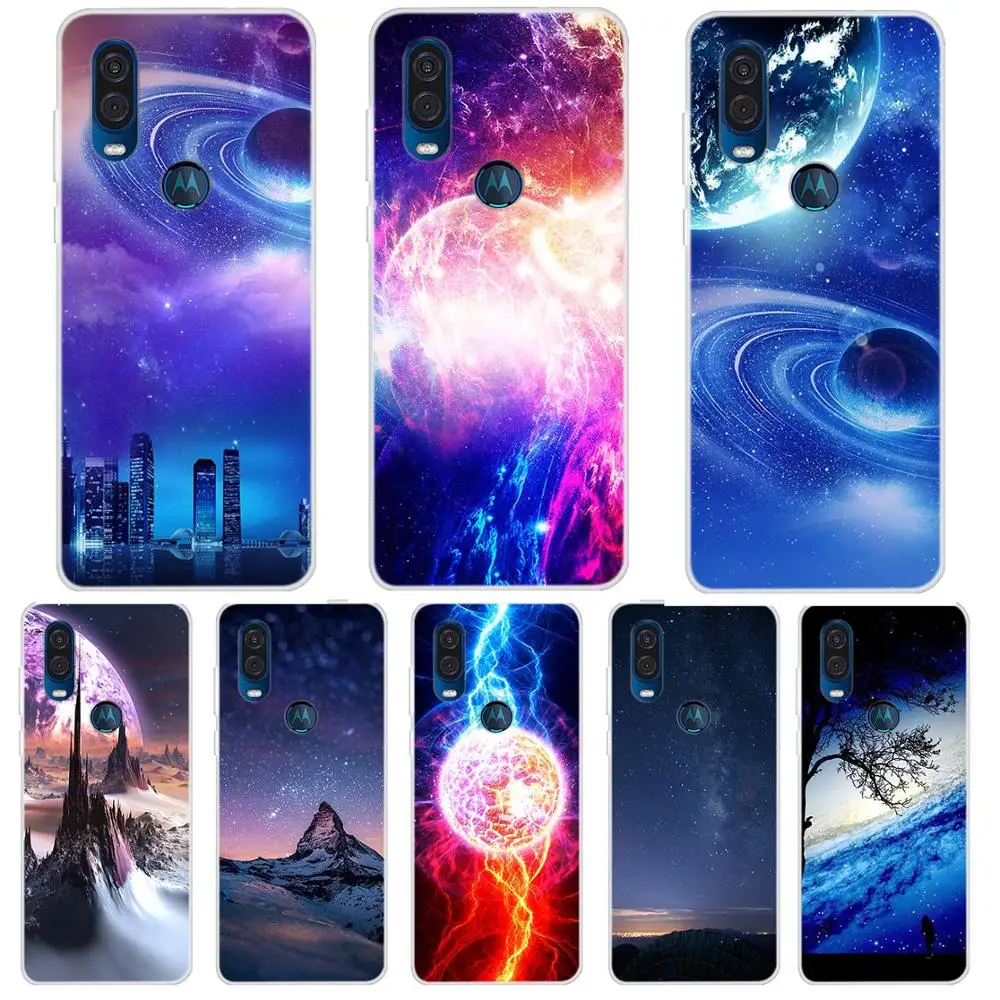 Чехол бампер для Motorola Moto One Vision 6 2 дюйма звездное небо луна|Бамперы| |