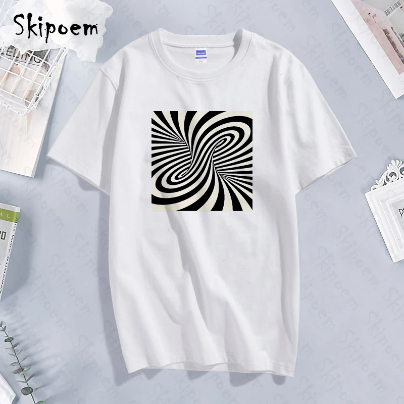 

Футболка женская хлопковая, винтажная, с оптическими иллюзиями