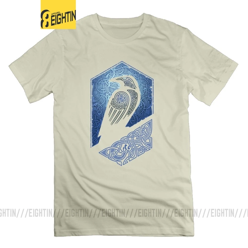 Футболка Viking Guardian Eagle, мужские футболки большого размера, стильные футболки с короткими рукавами и принтом, хлопок, с круглым вырезом - Цвет: Бежевый
