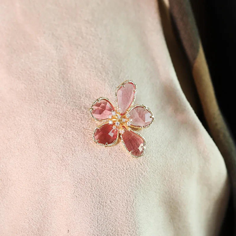 Funmor роскошный медный цветок брошь кубический циркон корсаж для женщин девочек