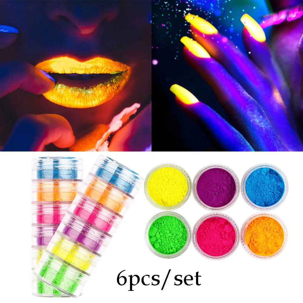 Неон фосфор набор порошка для ногтей Сделай Сам флуоресцентный Блестящий