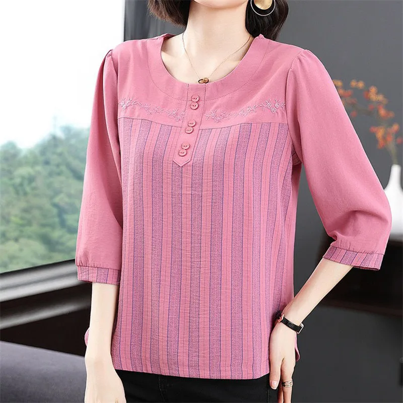 

Summer Chiffon Half Sleeve Embroidery Blouses Women Loose Korean Casual Tops Solid Color Blusas Shirts MM0049
