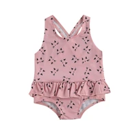 toddler baby girl swimsuit leopardstripecat print ruffled swimwear cross back bathing suit beachwear