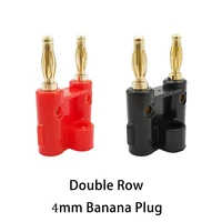 125pair 4mm double row banana plug audio speaker screw terminal wire connector gold plated 4mm twin banana male cross plug