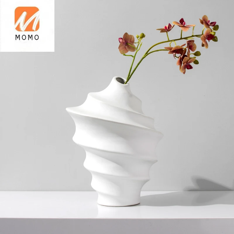 値段 家庭やオフィスの装飾のための特別な形のスパイラルセラミック花瓶,花の容器,リビングルームのサンプルの装飾