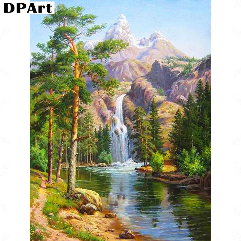

5D DIY Алмазная Картина Пейзаж кристальная Алмазная Картина Вышивка крестом водопад лес рукоделие домашнее декоративное M037