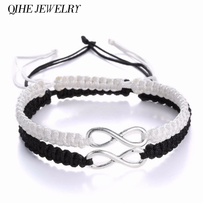 

QIHE JEWELRY 2pcs Infinity Braided kit Ribbon bracelet Friendship Bracelet Set friendly Love Couples Bracelet Fashion Jewelry