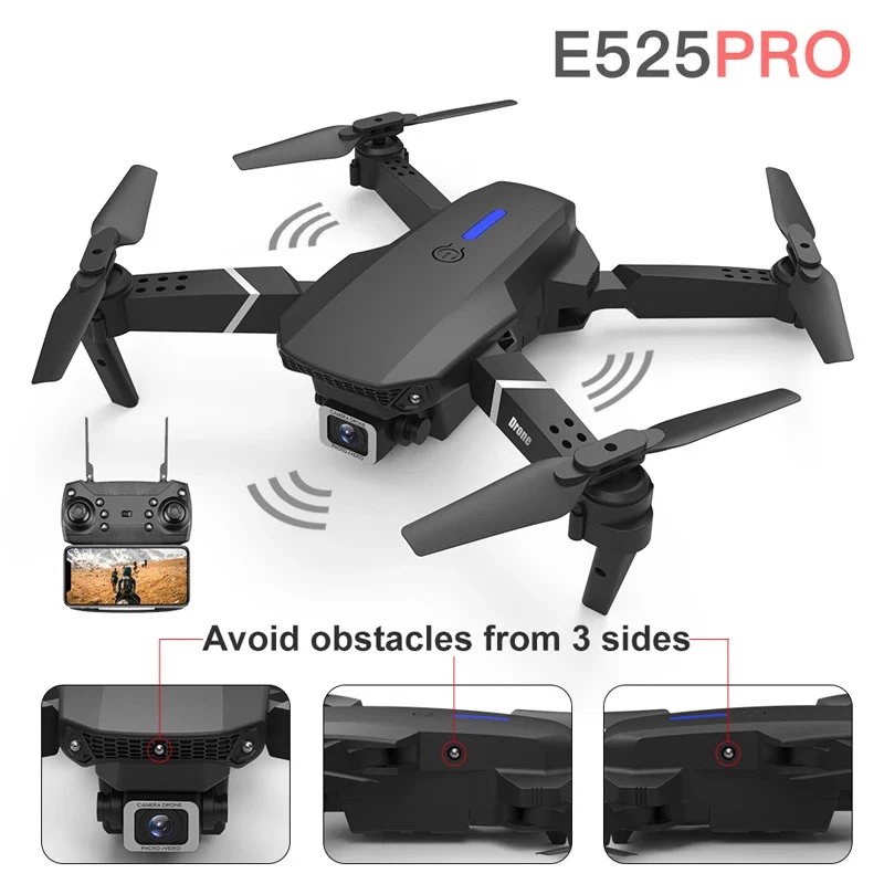 

E525 PRO RC Quadcopter Profissional Obstacle Avoidance Drone Dual Camera 1080P 4K Fixed Height Mini Dron Helicopter Toy
