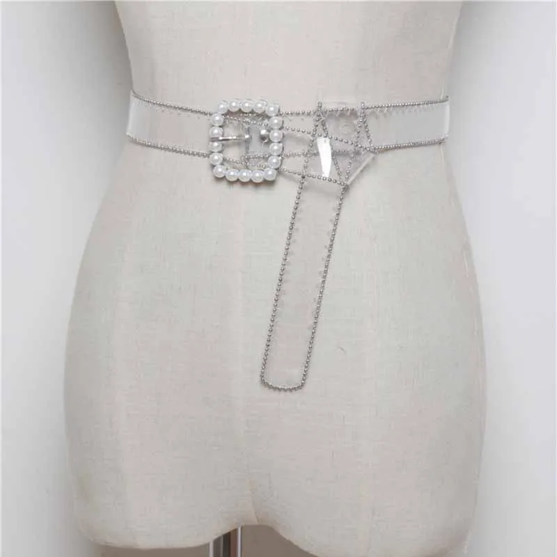 

Rhinestone Buckle Women Belt Female Punk PVC Transparent Waist Strap All-match Jeans Harajuku Disigner Waistband For Girl Gift
