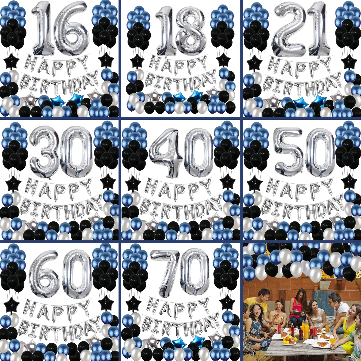 Воздушные шары из черного латекса набор фольгированных гелиевых шаров для