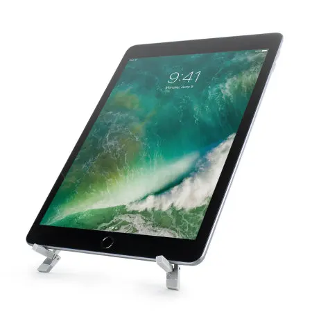 Universal Adjustable Tablet Desk Stand for watching media and typing Premium Silver Compatible 7 to 13 inches |