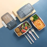 wheat straw lunch box divided grid microwave oven to work with lunch picnic box food storage container lunchbox outdoor travel