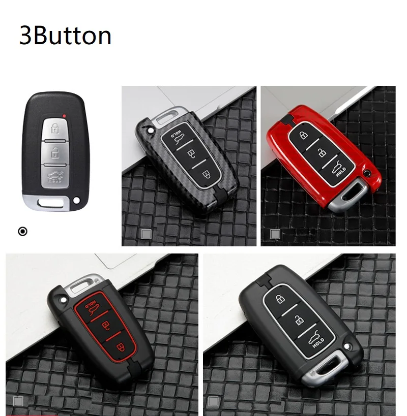 

Carbon Fiber Alloy car key case cover For Hyundai Solaris HB20 Veloster SR IX35 Accent Elantra i30 For KIA RIO K2 K3 Sportage
