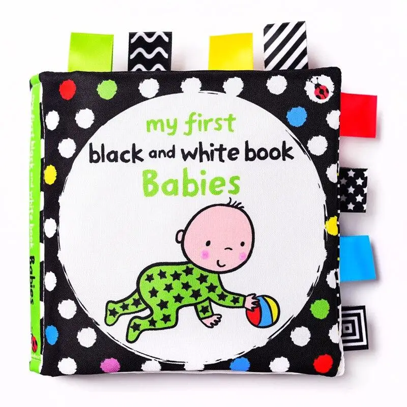 

Infant Early Education Torn and Bite Cloth Book Visually Inspires Black and White Label Toy Book