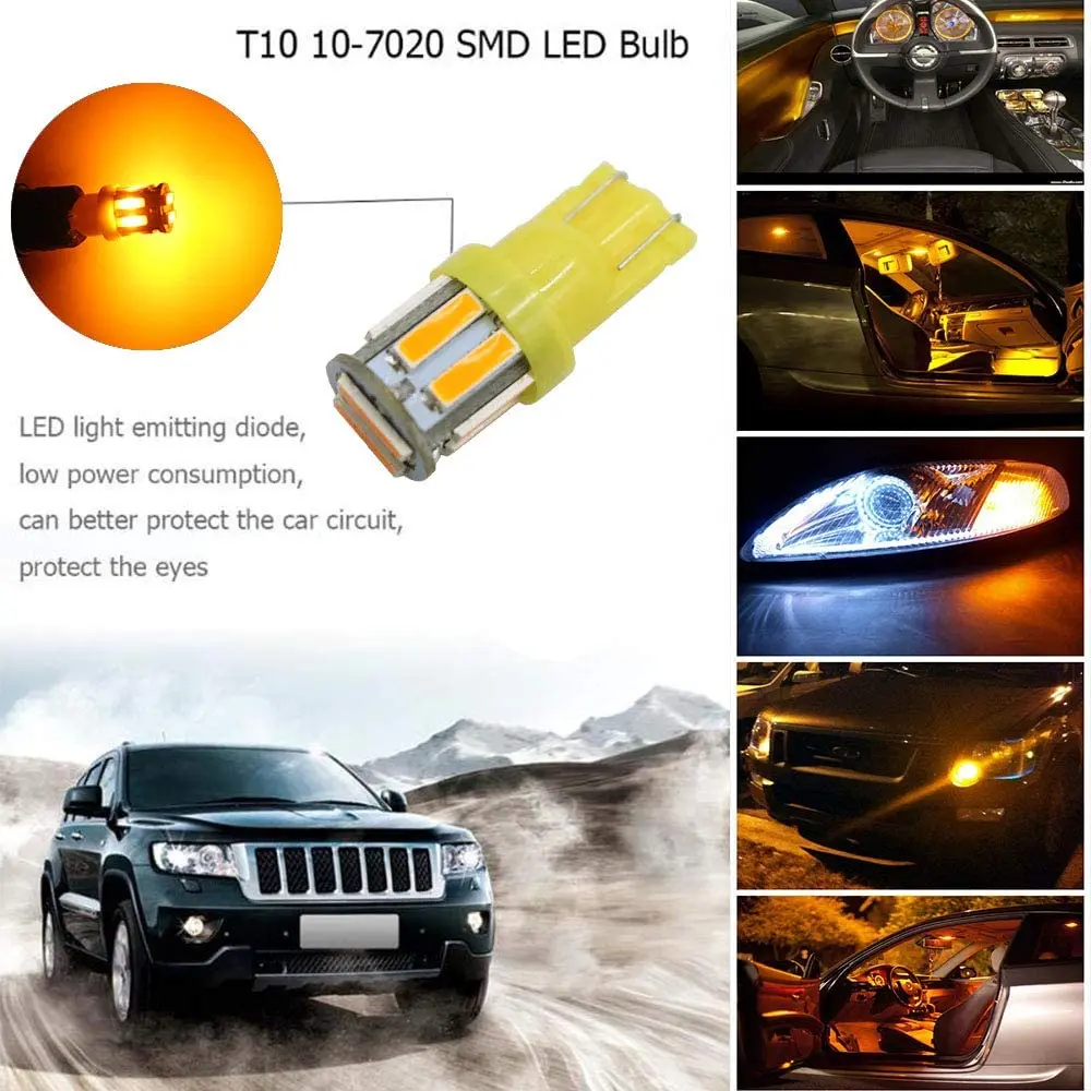 10 шт. 194 T10 168 2825 W5W 175 158 SMD светильник щение желтого/янтарного цвета для салона
