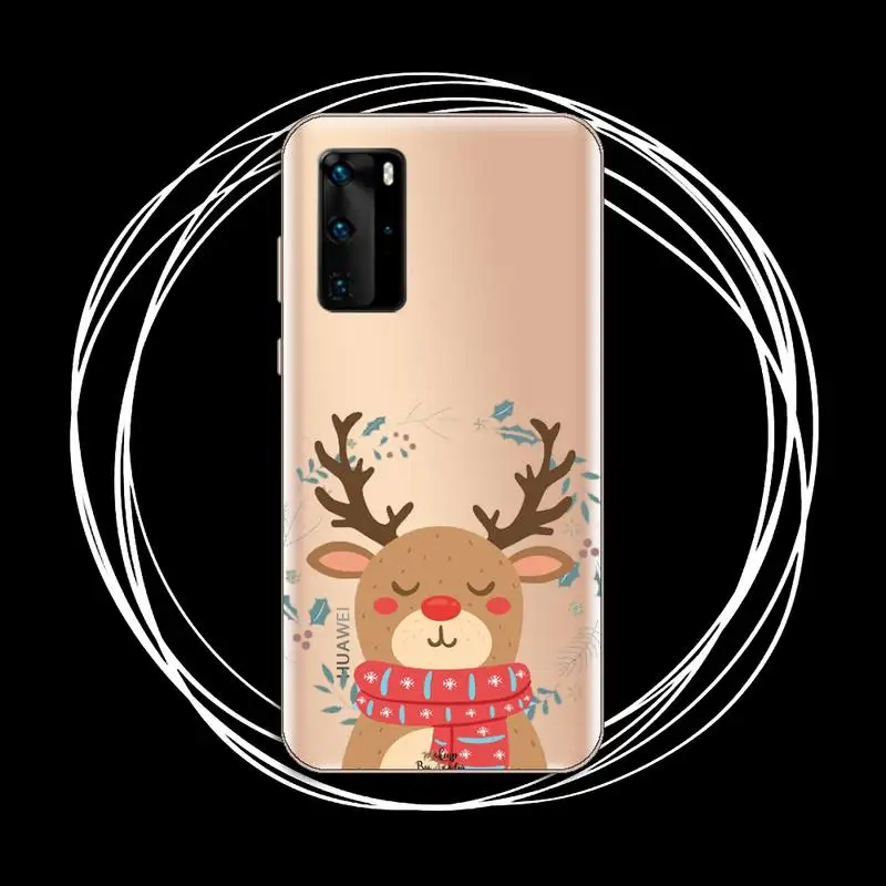 

Christmas Deer cute cartoon Phone Case Transparent for Huawei P honor 8 10i 20 30 40 smart 2019