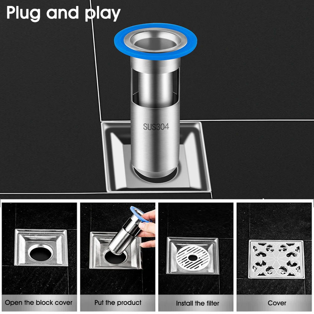 Домашний сливной сердечник для пола антикоррозийный с защитой от запаха