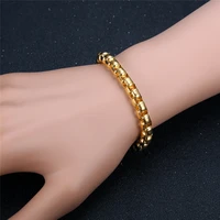 trendy chain men bracelet hiphop gold color 46 5mm width box link chain bracelet for men women jewelry braslet 2021