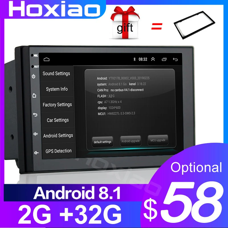 2 Din gps Android 8,1 Автомобильный DVD радио плеер 2 ГБ 32 ГБ четырехъядерный мультимедийный двойной Din для kia Ford Nissan Toyota Volkswagen Mazda