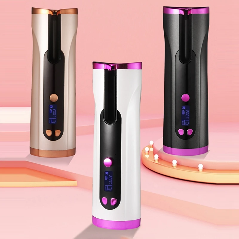 

Многоавтоматическая Плойка для завивки волос, заряжаемая Плойка для завивки волос со светодиодной подсветкой, керамическая вращающаяся Пл...