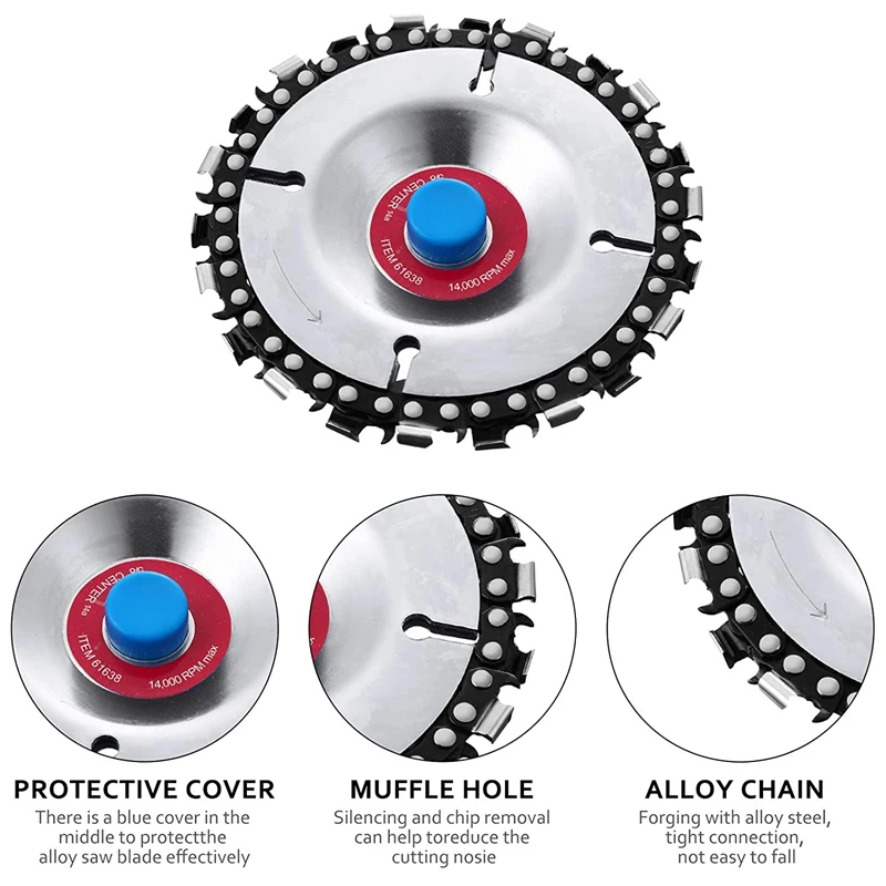 

Angle Grinding Wheel Wood Carving with 1 Replacement Chain for Wood Polishing Sanding Carving Grinding Wheel Plate