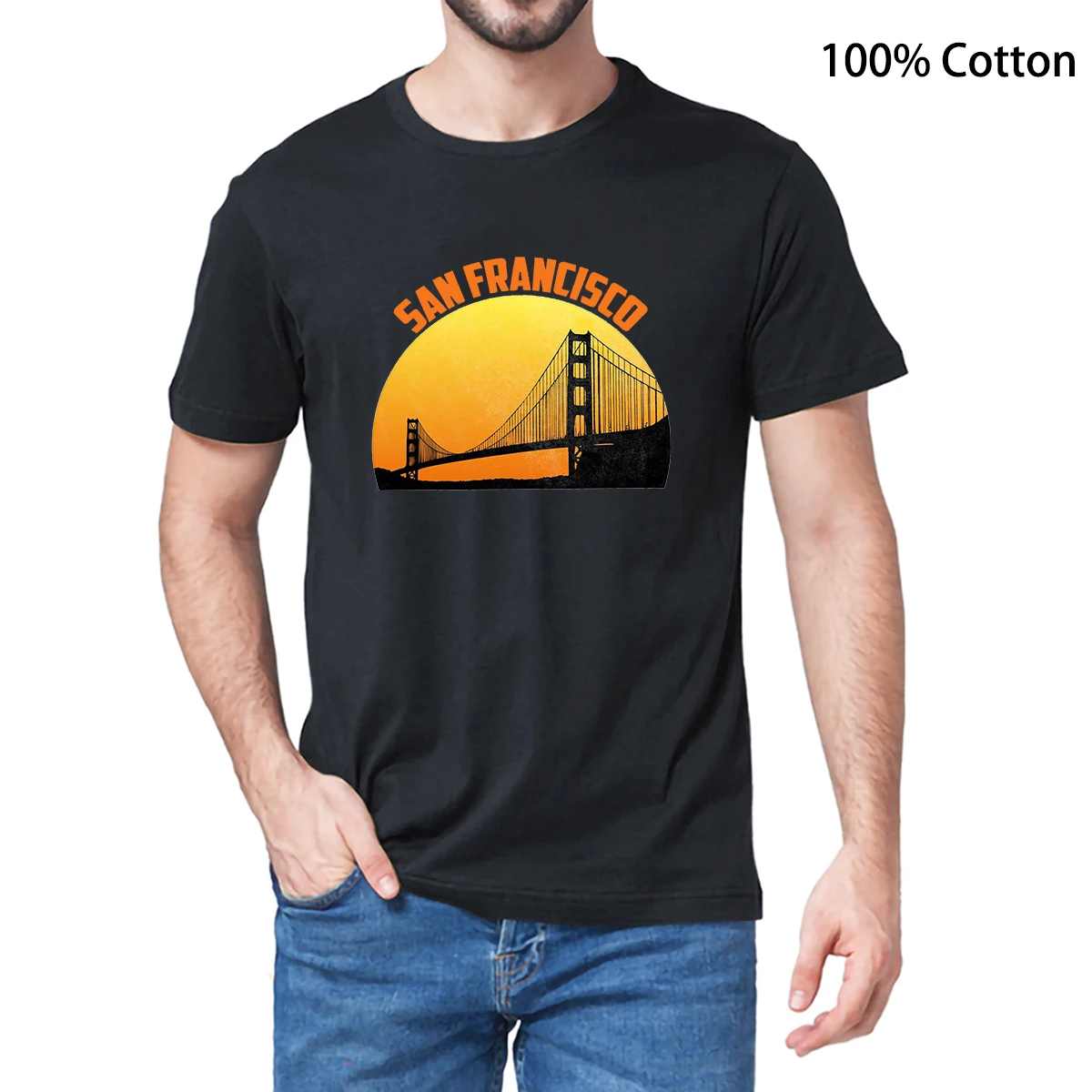 

Unisex 100% Cotton San Francisco Golden Gate Apparel California Souvenir Family Vacation Men's Novelty T-Shirt Women Casual Tee