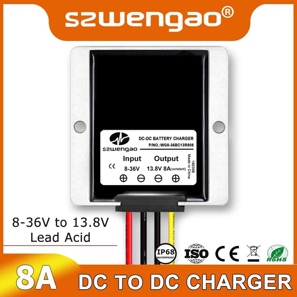 Новое поступление DC 8-36V 12V 24V to 13 8 V 8A свинцово-Кислотное зарядное устройство для