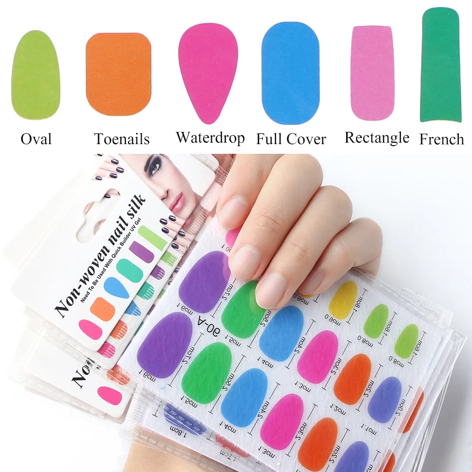 24 шт. Стекловолоконная шелковая форма для наращивания ногтей акриловые накладки