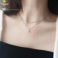 100 925 sterling silver necklace for women double layer wave chain fine jewelry necklaces pendants femme valentines day gift