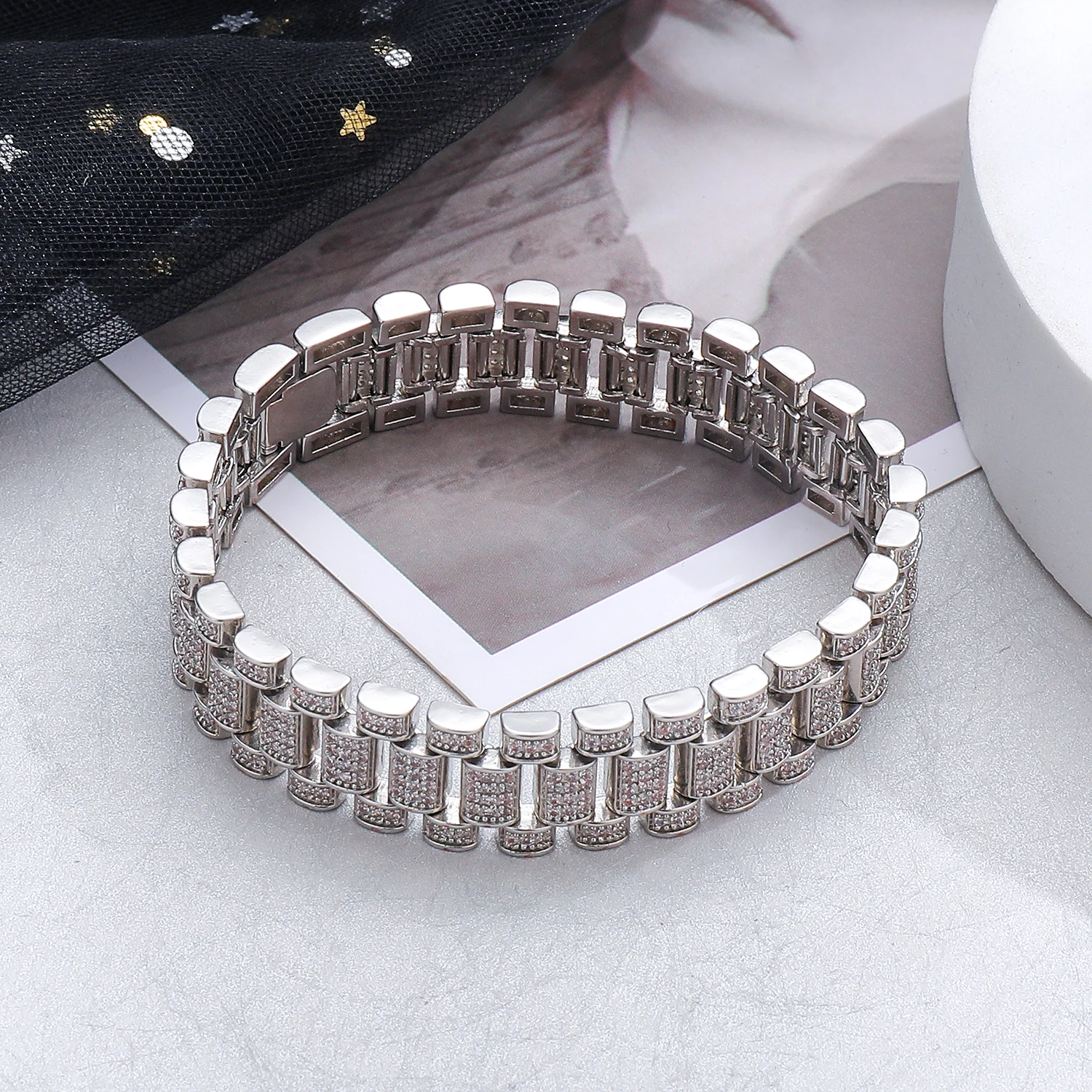 

Men's Copper Bracelet Stress & Pain Healing Product Elegant 99.99% Solid Copper Shinny Bracelets with Double-Row Strong