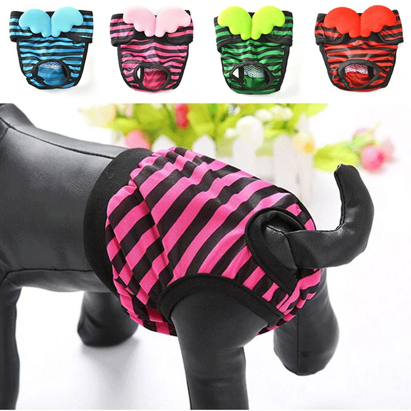 

S-XL Pet Dog Stripe Small Dogs Physiological Pet Dogs Panties With Wings Washable Female Dog Underwear Panties Hot Sale