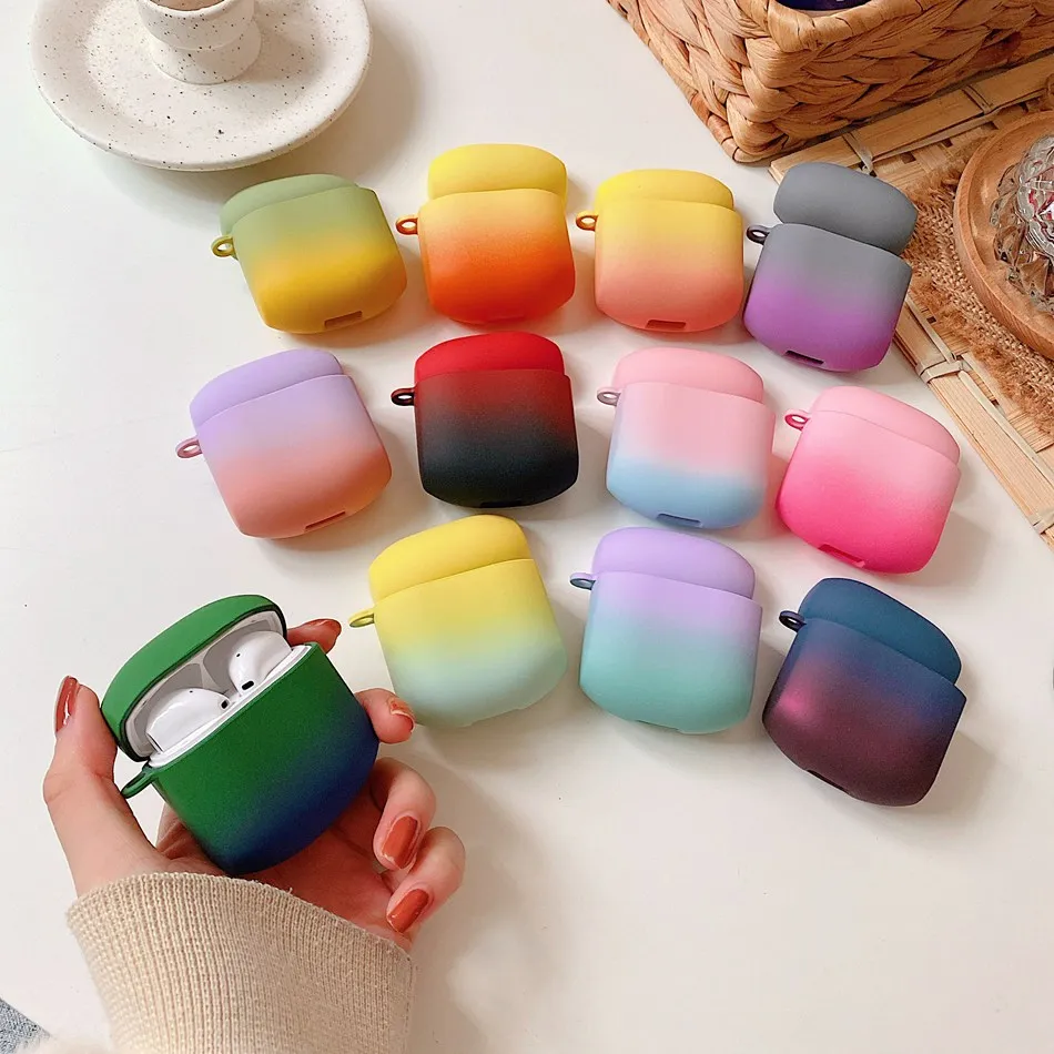 

For Edifier LolliPods Earphone Case Fashion Gradient Color Matte Earphones Cover for Edifier LolliPods Hard PC Shell with Hook