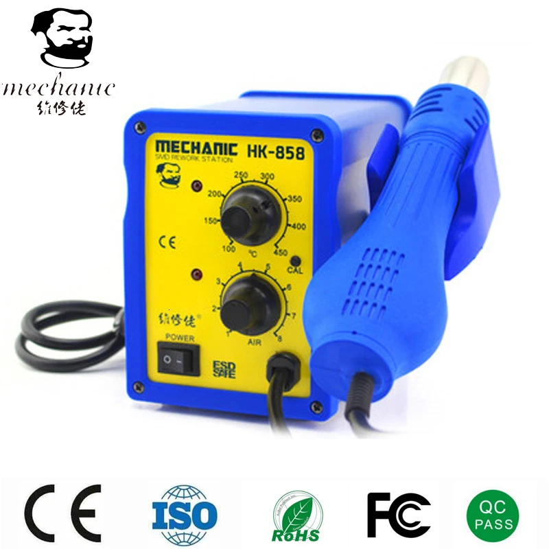 

12 Sets MECHANIC Heating HK-858 Soldering Station Electronic Welding Iron 60W SMD Hot Air Rework Station Solder Blower Heat Gun