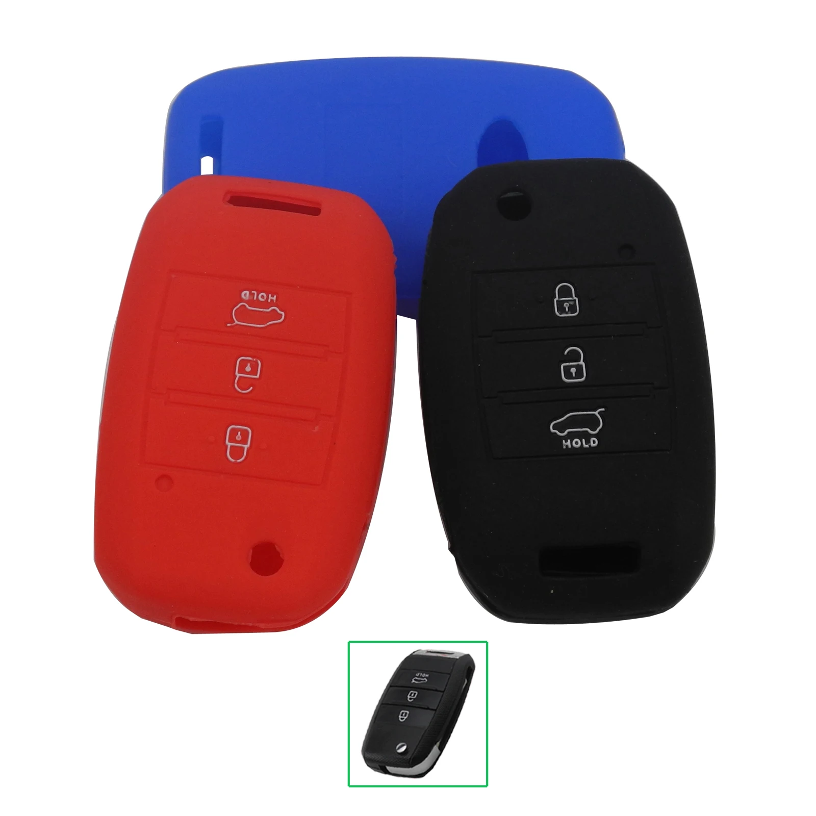 

jingyuqin 10pcs Car Key Silicone Cover Case Fob For KIA Sid Rio Soul Sportage Ceed Sorento Cerato K2 K3 K4 K5 Case Protection