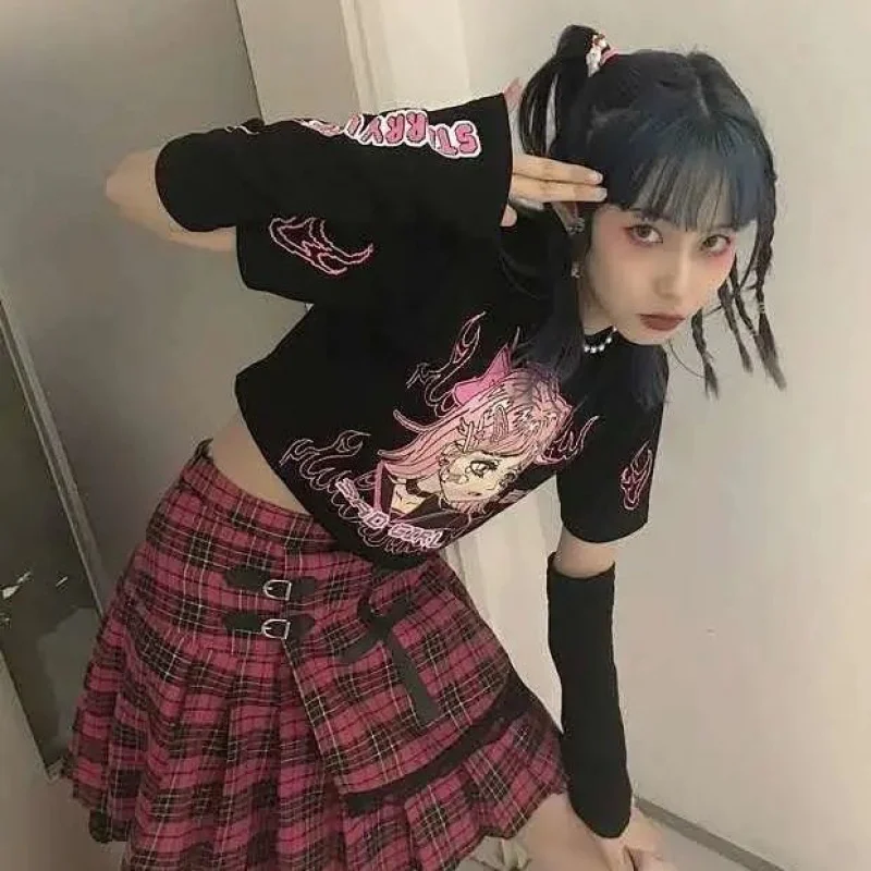 Футболка женская с высокой талией и коротким рукавом уличная одежда в стиле