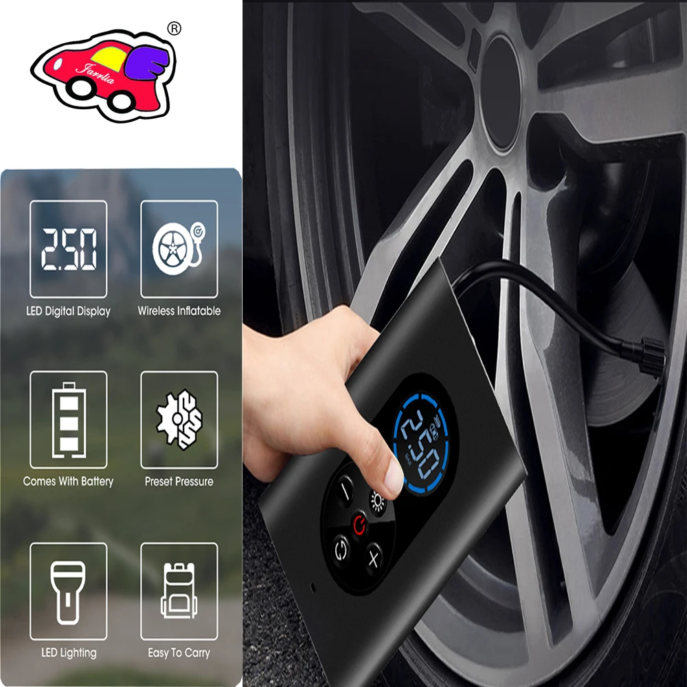 Воздушный мини компрессор для автомобиля насос со светодиодной лампой мотоцикла