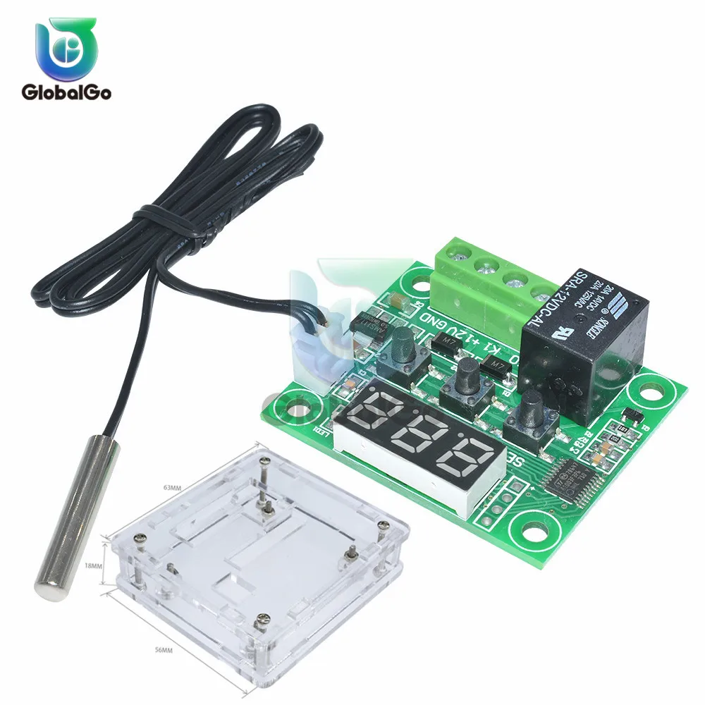 W1209 термостат + чехол DC 12V -50-100C цифровой контроль температуры lear датчик контроля