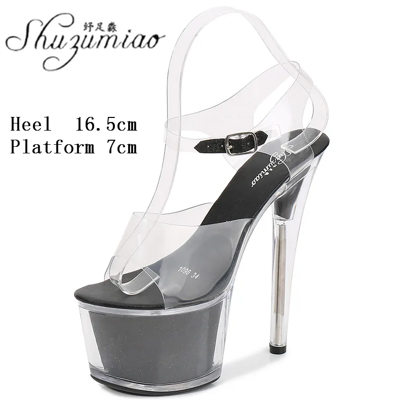 

Model Sexy Bling Crystal Show Transparent Super High Heel Sandals Women 17 CM Pole Dance Wedding Platform Stripper Clear Shoes