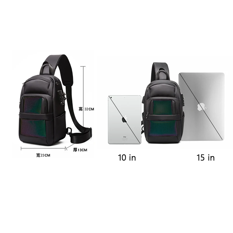 

NANCY TINO Men's Chest Bag Luminous series Backpack Multi-functional Business Trip Cross-body Bag with Headphone Hole Anti Theft
