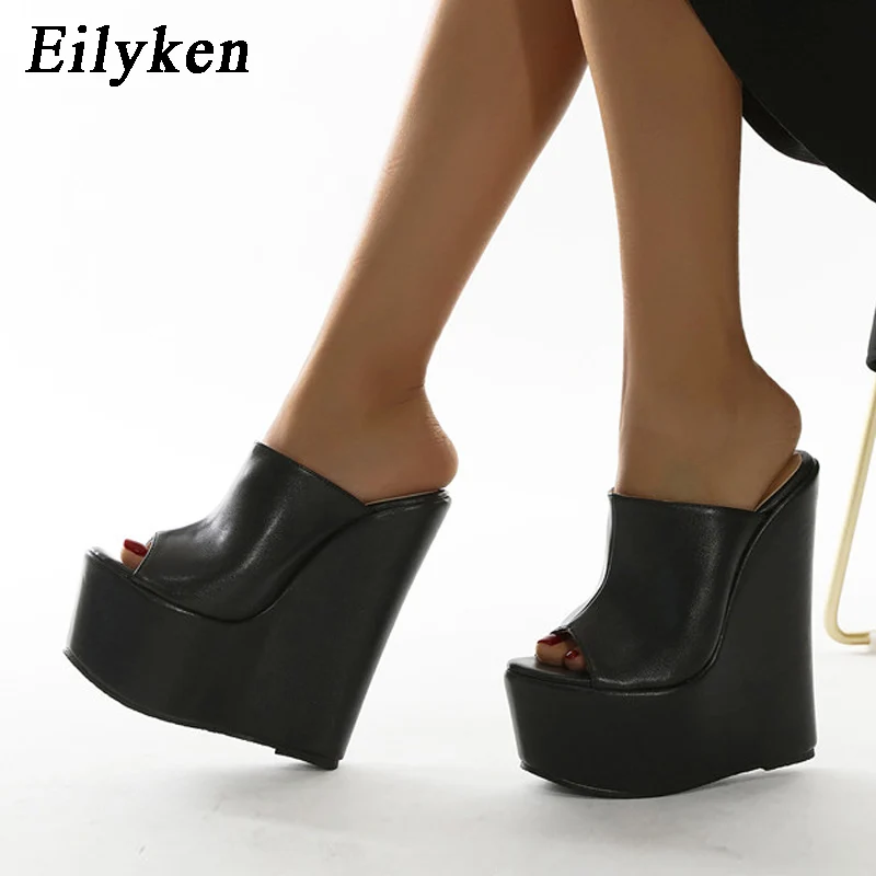 

Eilyken New Fashion Peep Toe Platform Wedge Woman Slippers 2024 Summer Shoes Designer Super High Heels Sandals Size 35-42
