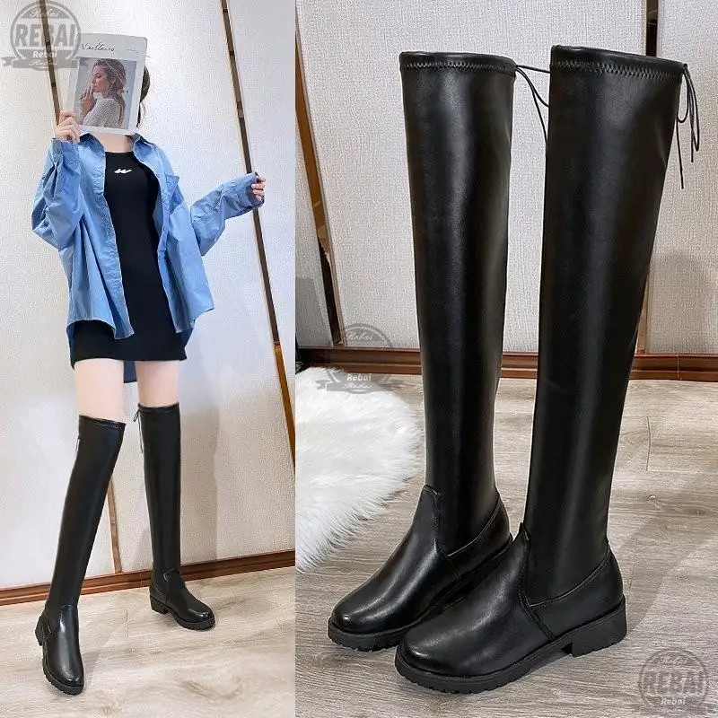

Boots Sexy Over The Knee High Pu Women Snow Women's Fashion Winter Thigh Shoes Woman Leather Ankle Boots Sapatos Feminino