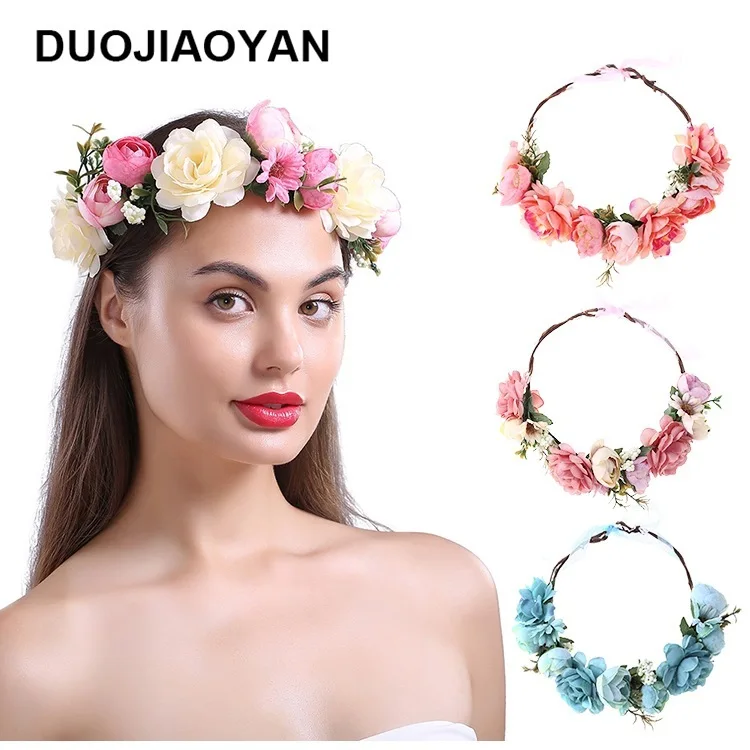 Модная повязка на голову новая имитация цветочных гирлянд женский небольшой