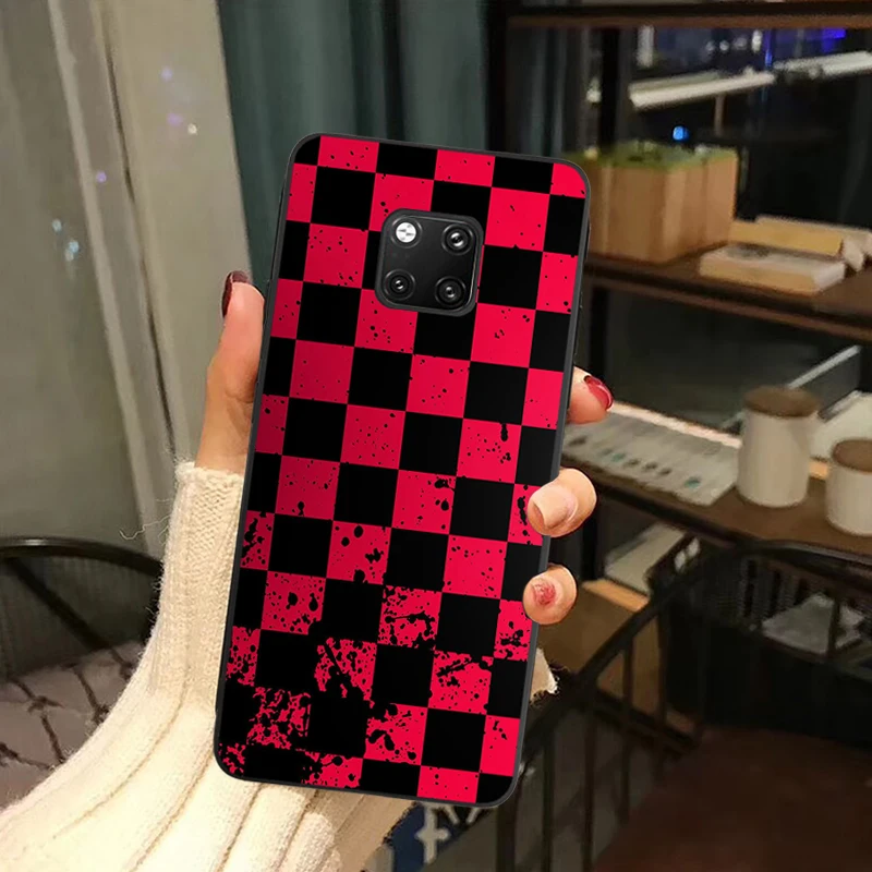 Силиконовый мягкий чехол для Huawei Mate 20 30 P20 P30 Pro Lite Honor10 красная черная мозаика